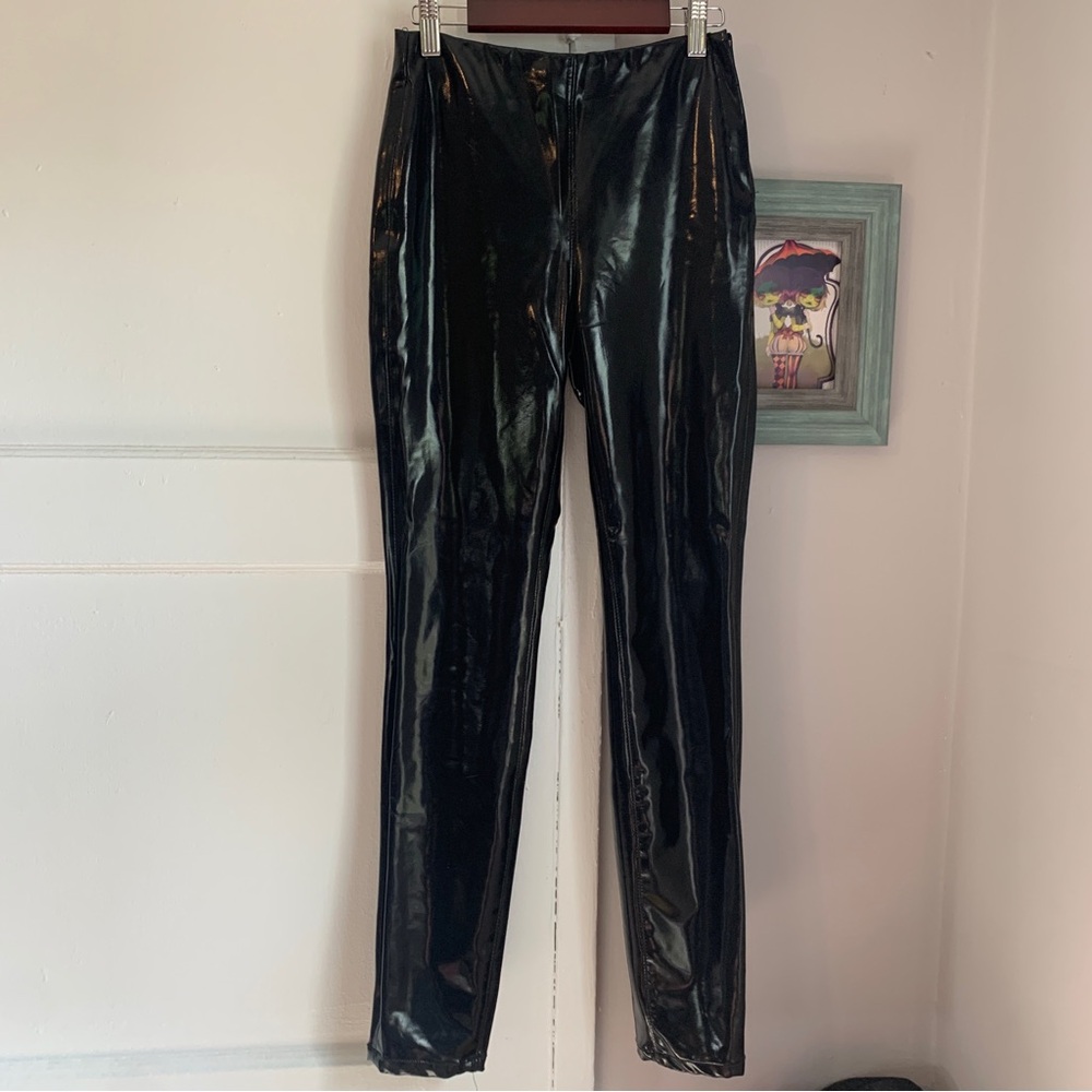 Blank NYC Faux Leather Black Pants Leggings Pleather Shiny Wet Punk Rock Grunge - Picture 1 of 8